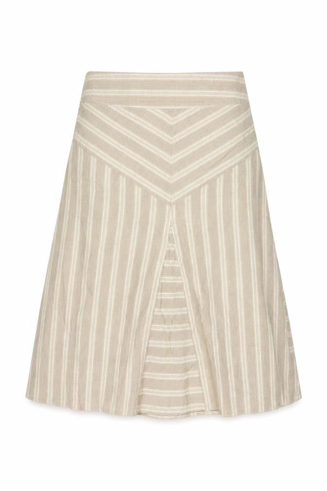 Marks & Spencer Beige Striped Linen Blend A-Line Skirt UK 12