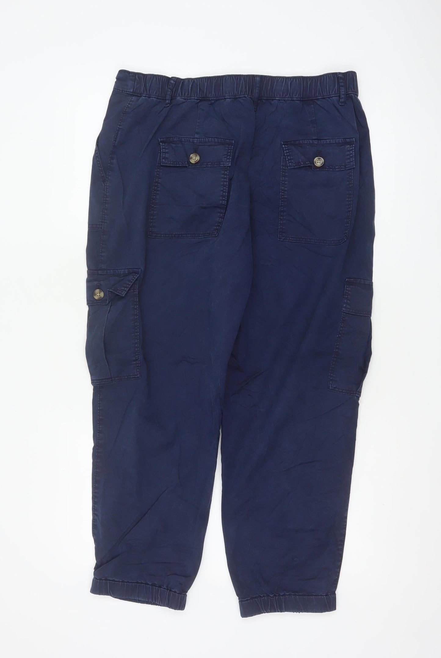 Marks and Spencer Women's Blue Cargo Trousers Size 14 Lyocell Blend