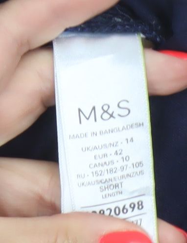 Marks and Spencer Women's Blue Cargo Trousers Size 14 Lyocell Blend