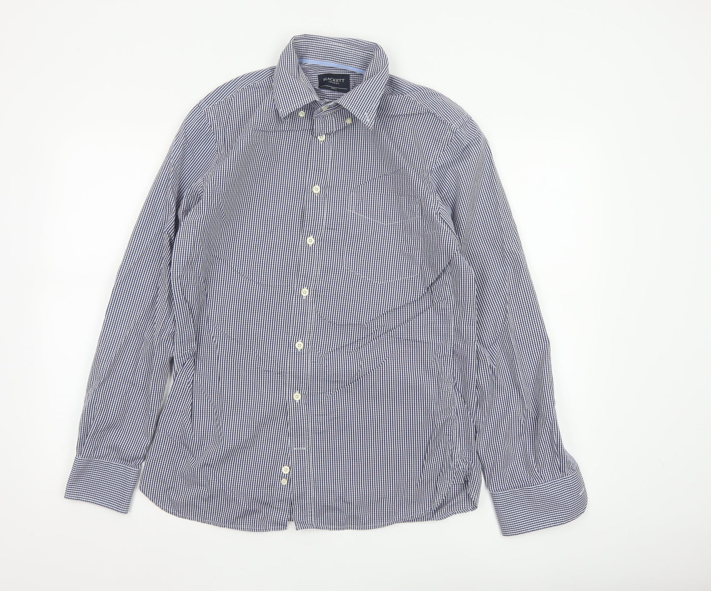 Hackett London Men's Blue Check Slim Fit Long Sleeve Shirt Size S