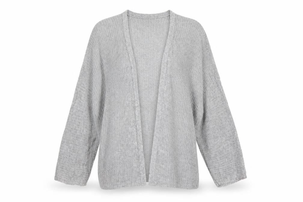 Pull&Bear Women Grey Chunky Knit Open Cardigan Size 12