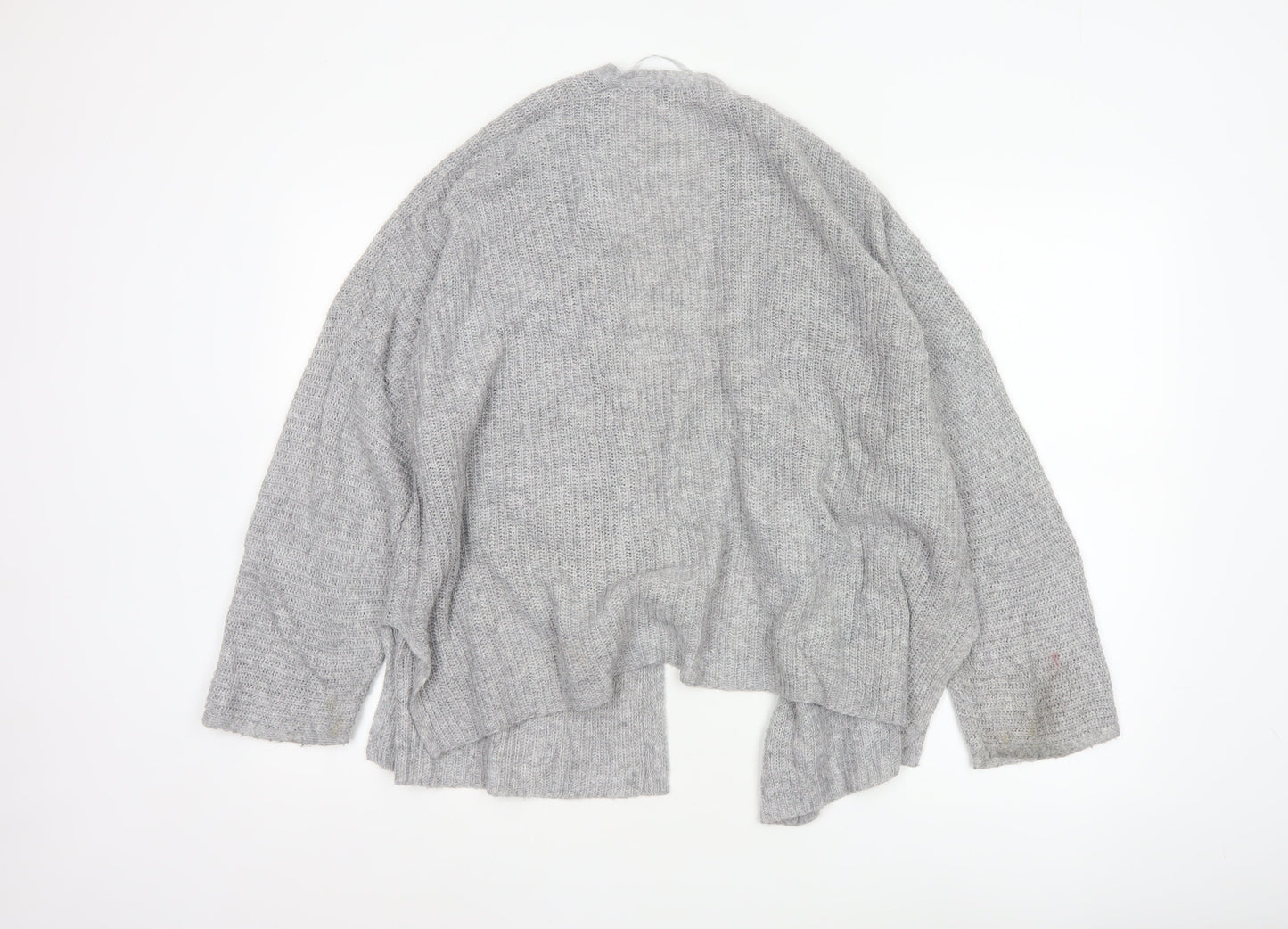 Pull & Bear Women Grey Chunky Knit Open Cardigan Size 12