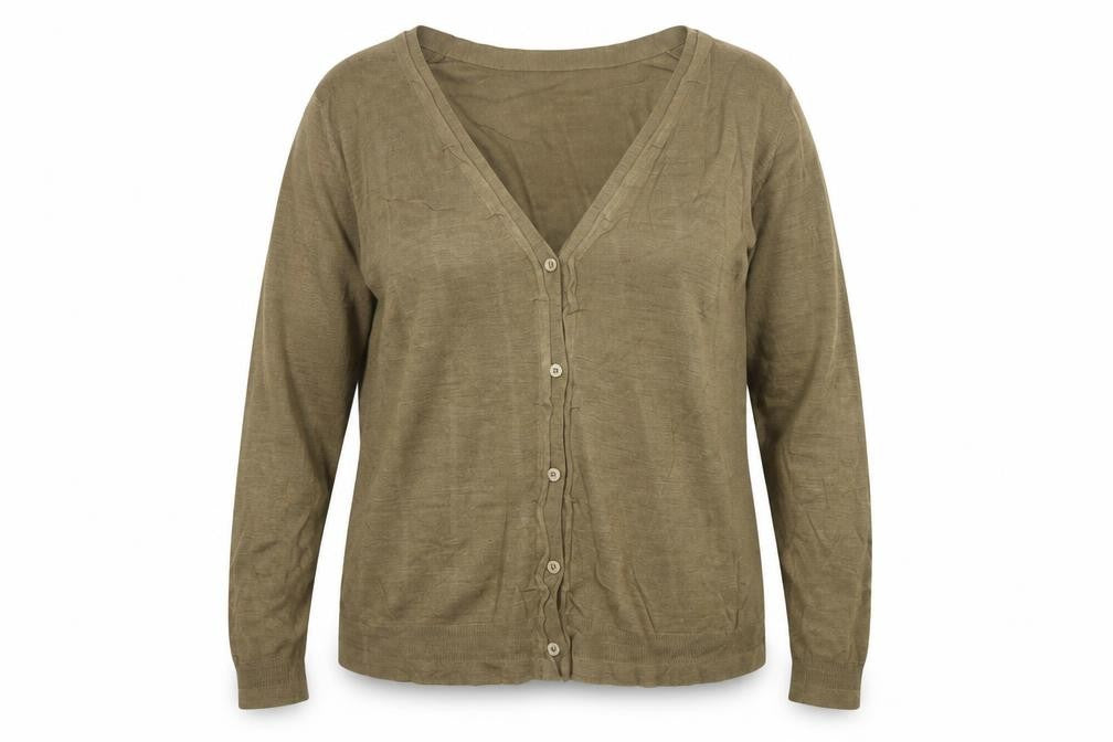 Poetry Women's Brown Silk V-Neck Cardigan UK 16 Lightweight Knit