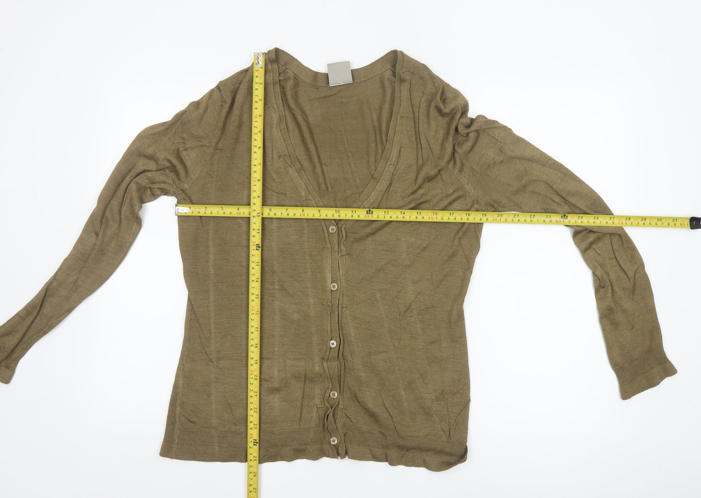 Poetry Women's Brown Silk V-Neck Cardigan UK 16 Lightweight Knit