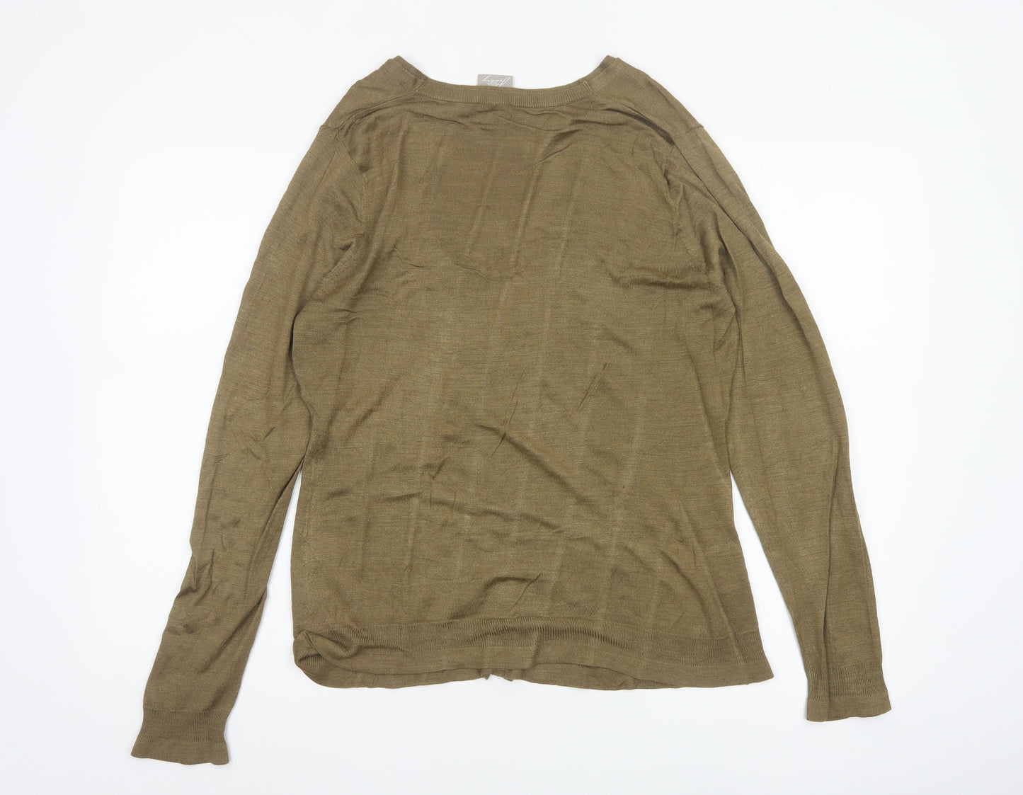 Poetry Women's Brown Silk V-Neck Cardigan UK 16 Lightweight Knit