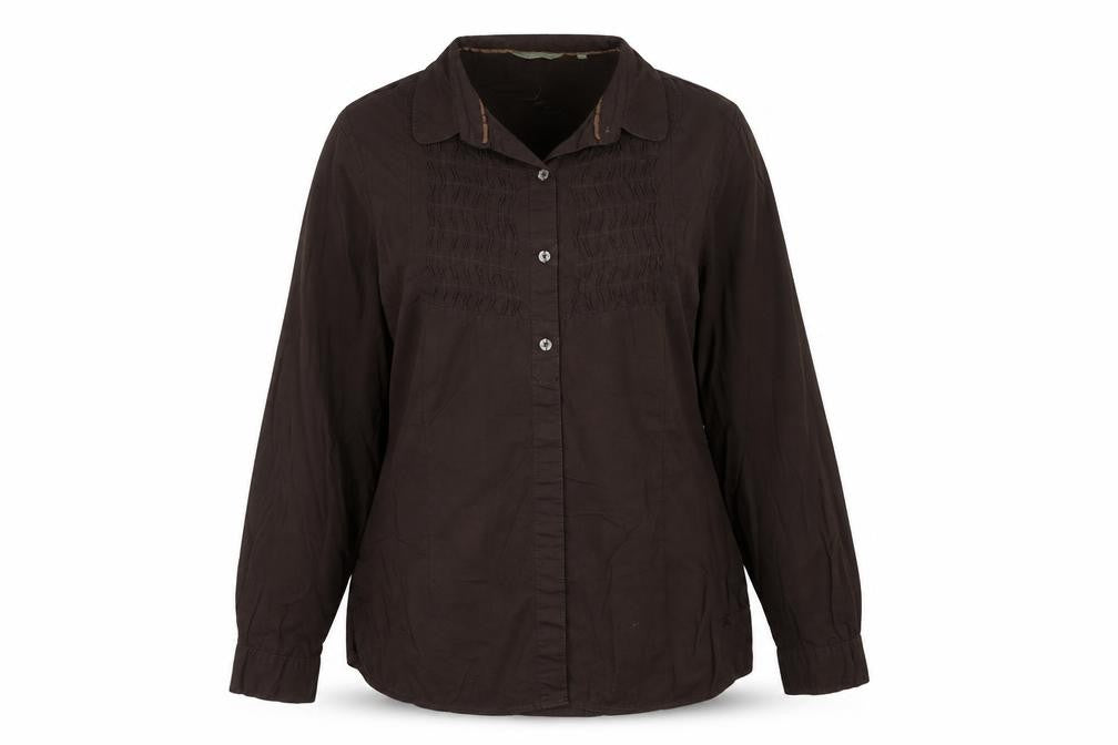 Hawkshead Women Brown Cotton Long Sleeve Button-Up Shirt Size 18