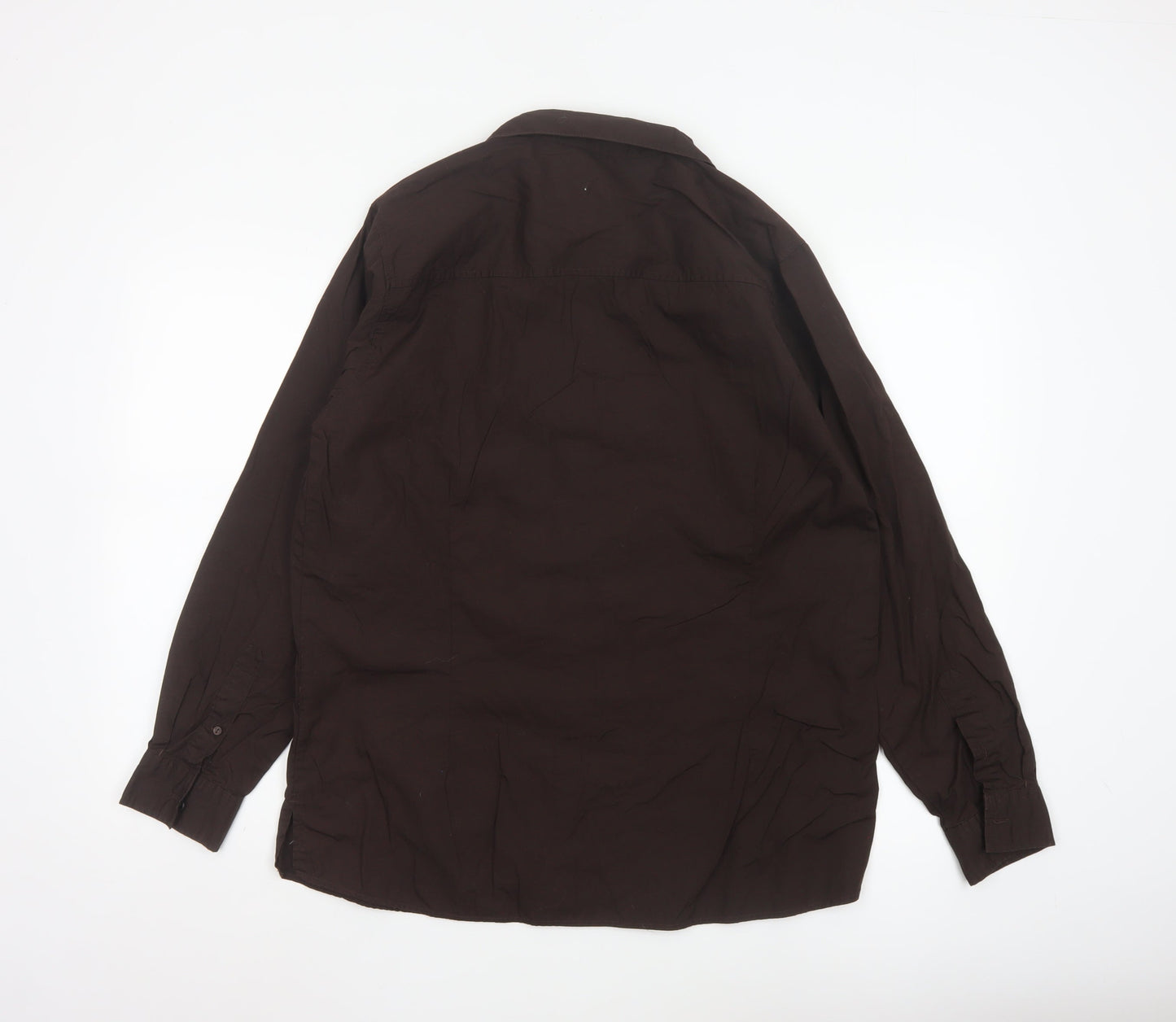 Hawkshead Women Brown Cotton Long Sleeve Button-Up Shirt Size 18