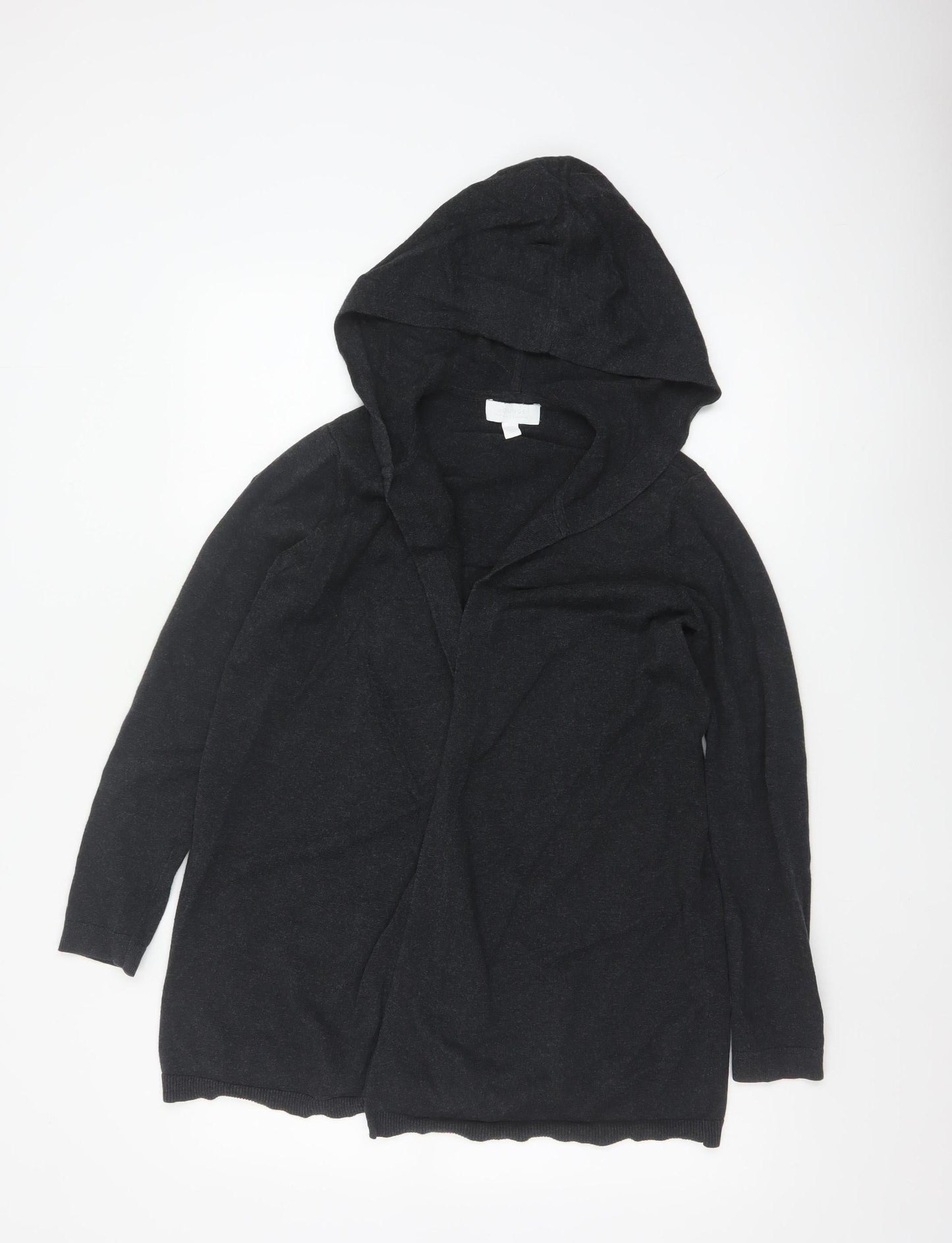 The White Company Women Black Cotton Hooded Long Sleeve Cardigan Size 12