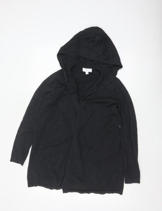 The White Company Women Black Cotton Hooded Long Sleeve Cardigan Size 12