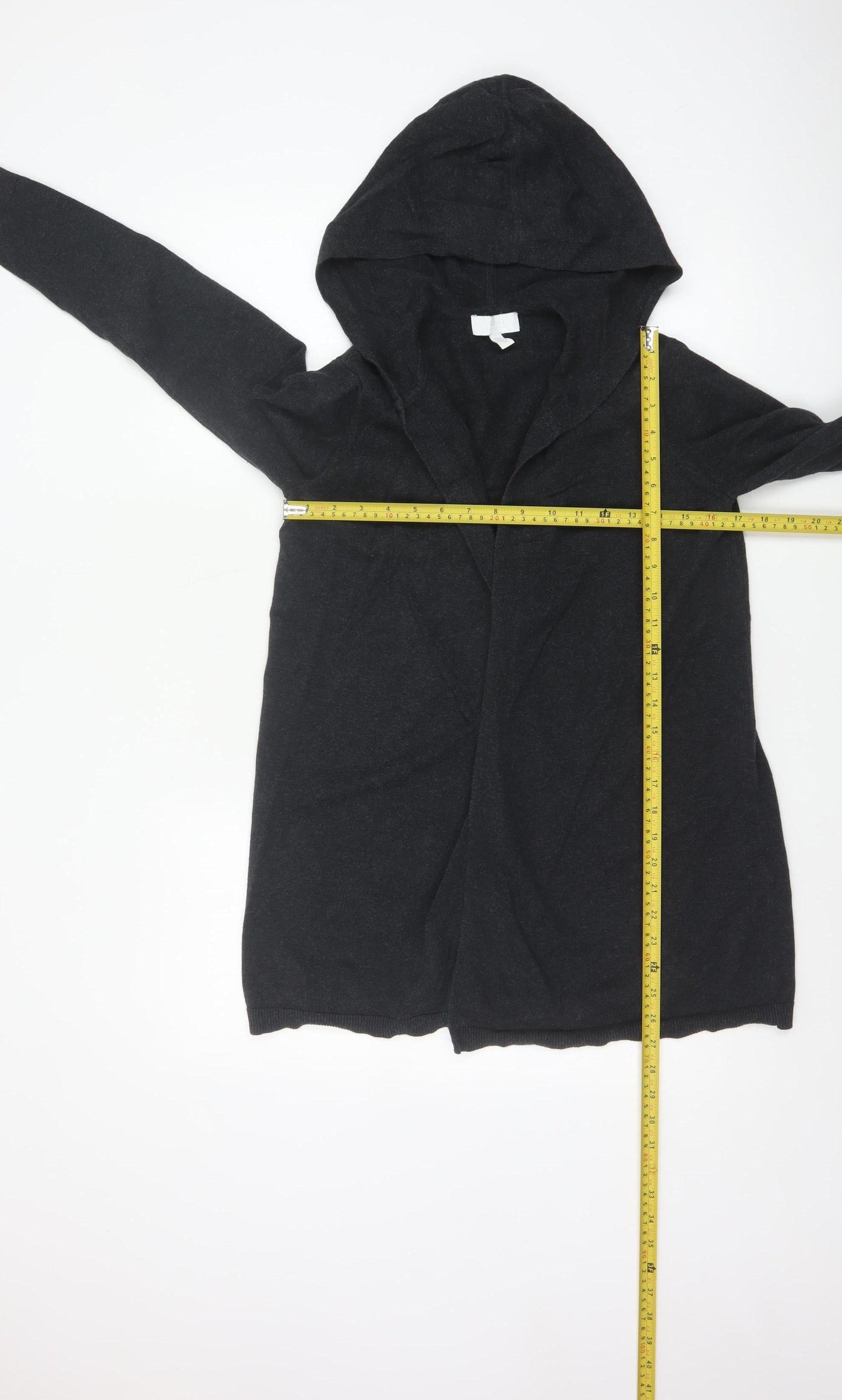 The White Company Women Black Cotton Hooded Long Sleeve Cardigan Size 12