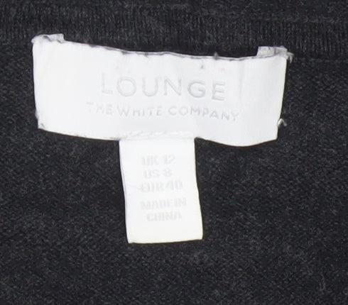 The White Company Women Black Cotton Hooded Long Sleeve Cardigan Size 12