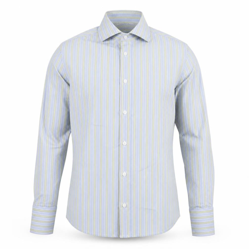 Jasper Conran Men's Blue Striped Cotton Long Sleeve Shirt 15in