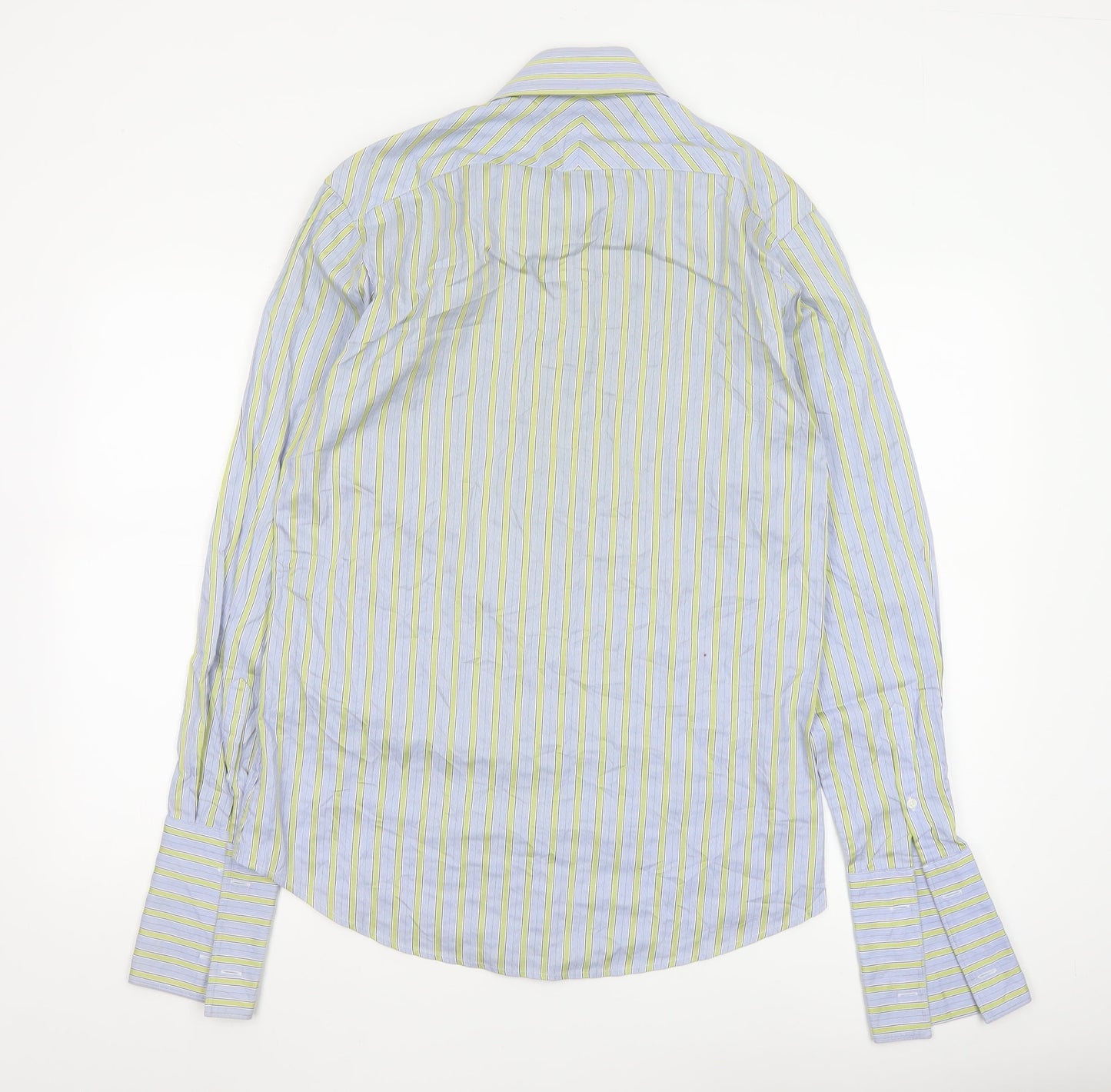 Jasper Conran Men's Blue Striped Cotton Long Sleeve Shirt 15in