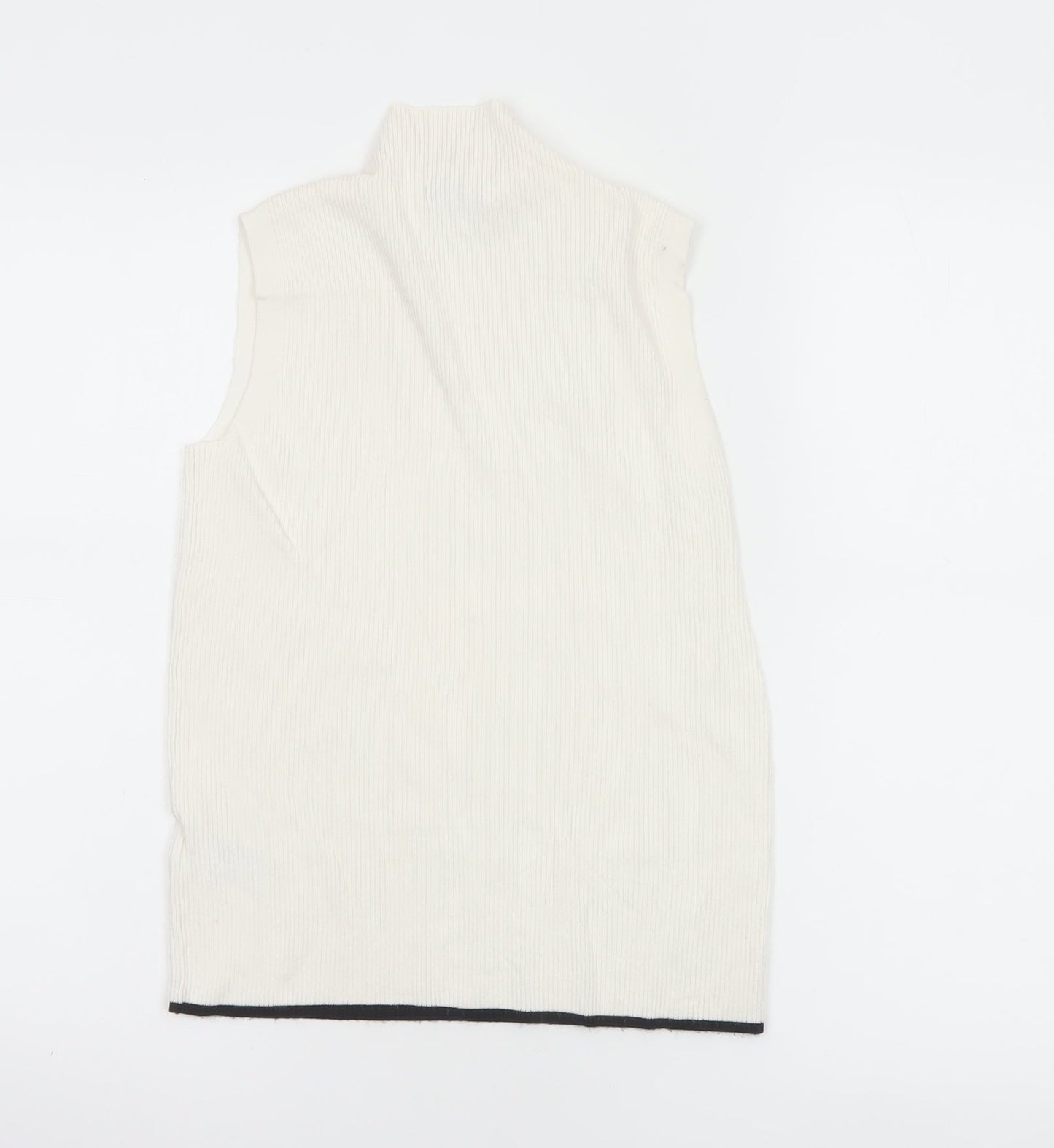 Marks and Spencer Women Ivory Roll Neck Sleeveless Knit Top Size 12