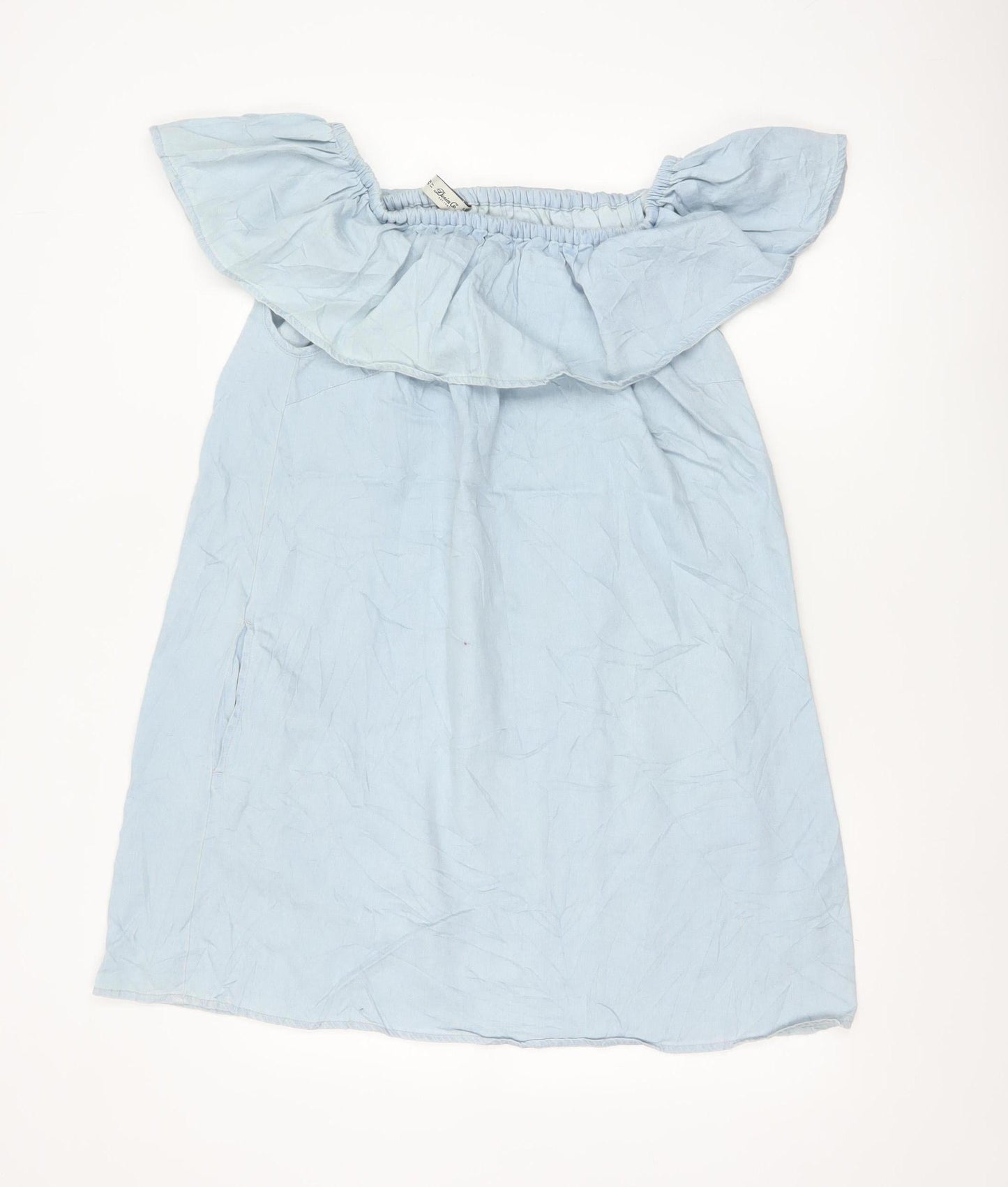 Denim Co Women Blue Off Shoulder Ruffle Shift Dress Size 18