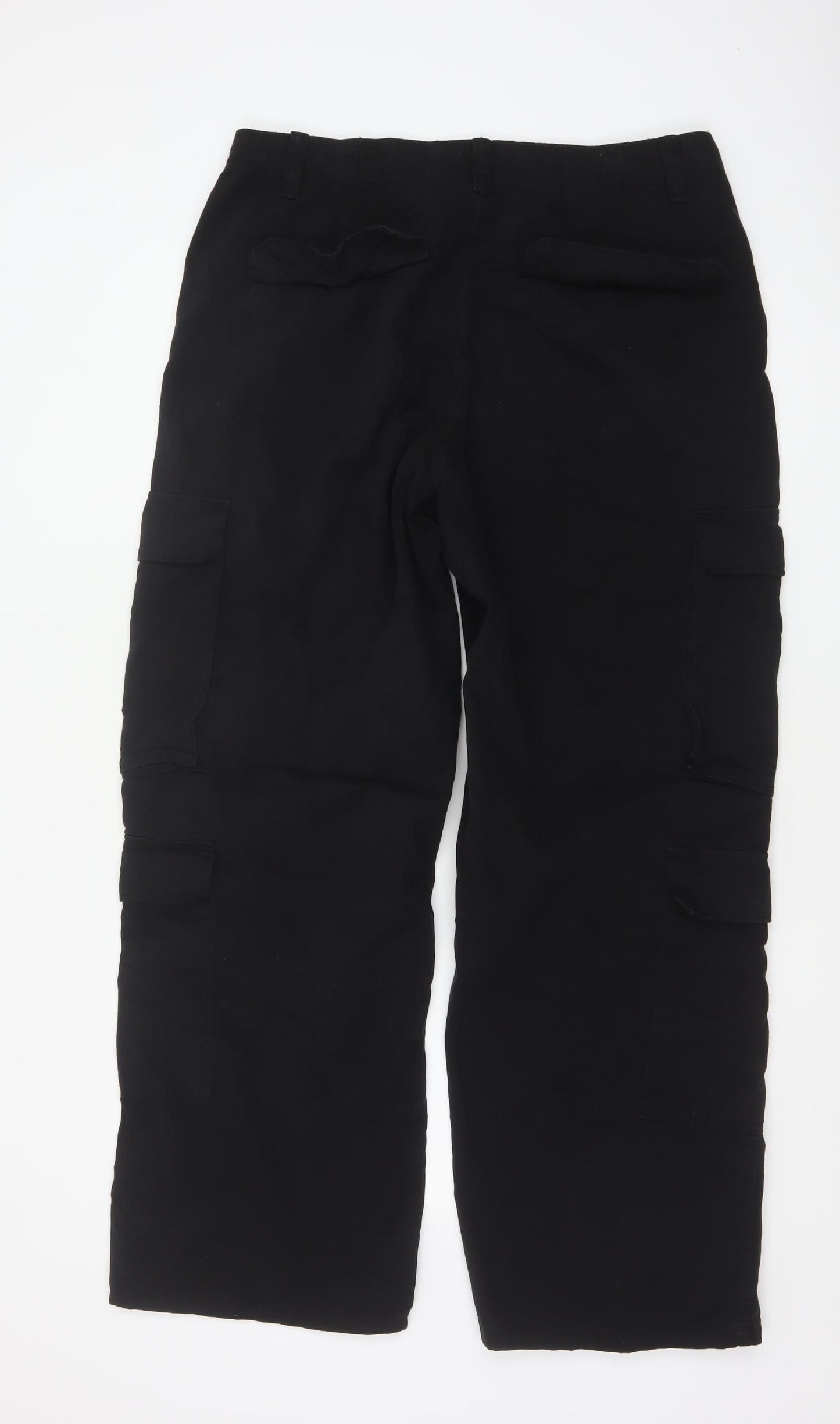 Bershka Women’s Black Cargo Trousers Size 16 Cotton Casual Utility