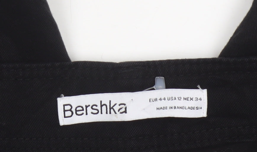 Bershka Women’s Black Cargo Trousers Size 16 Cotton Casual Utility