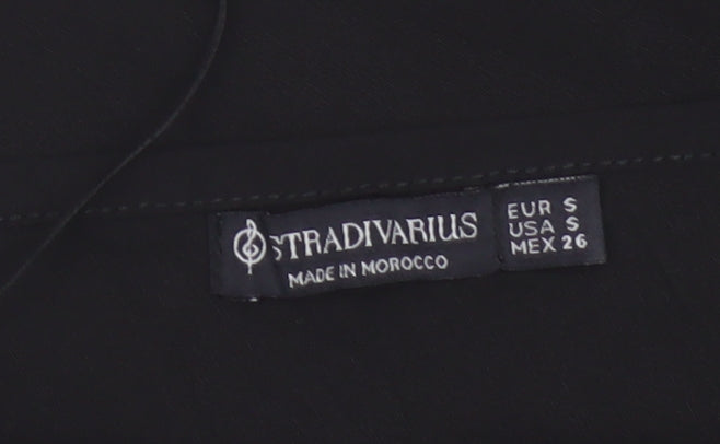 Stradivarius Women's Black One Shoulder Cropped Long Sleeve Top Size S