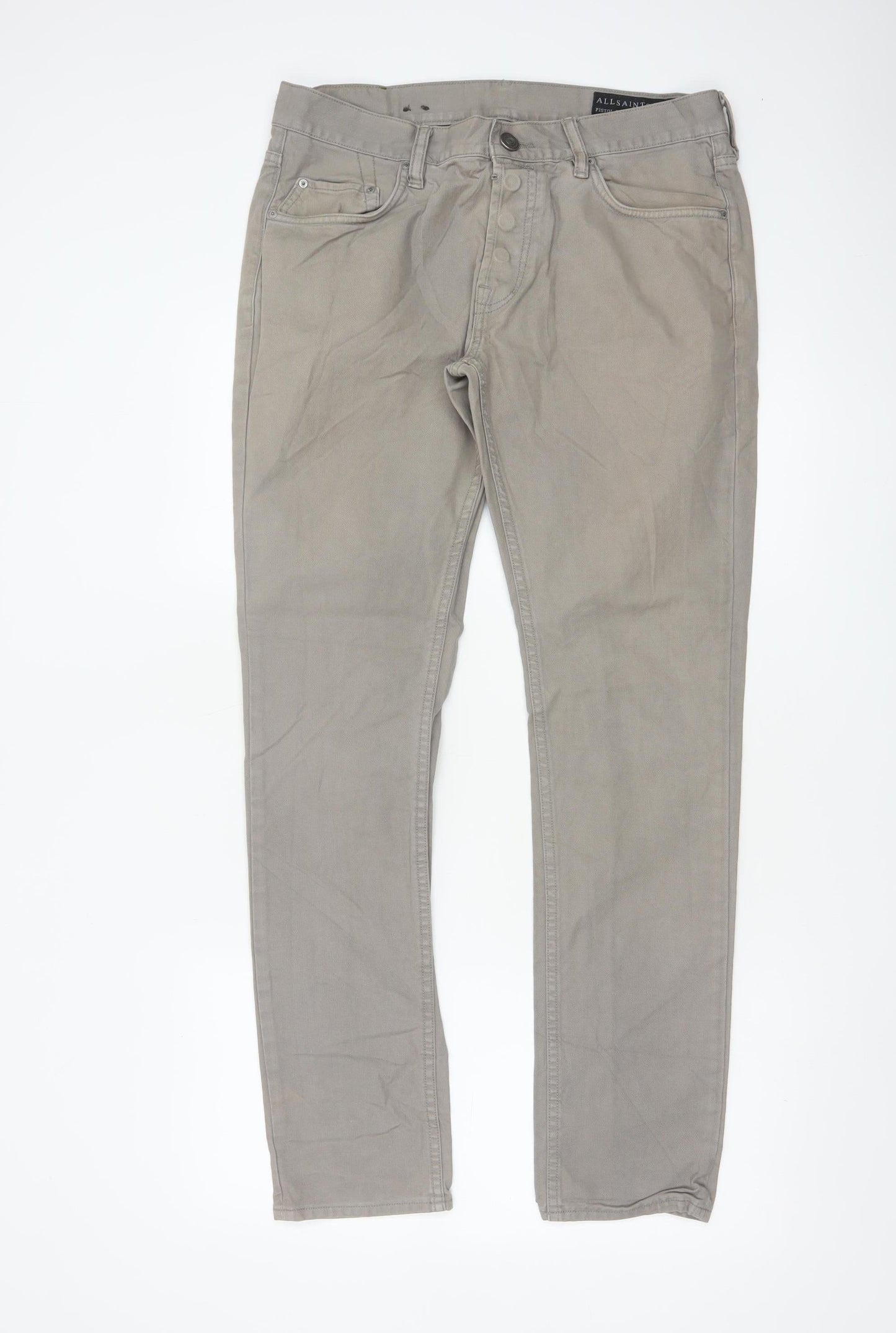 AllSaints Men's Beige Slim Fit Chino Trousers W32