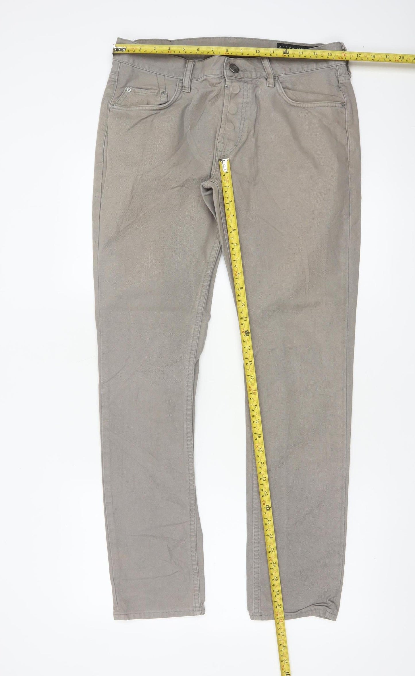 AllSaints Men's Beige Slim Fit Chino Trousers W32
