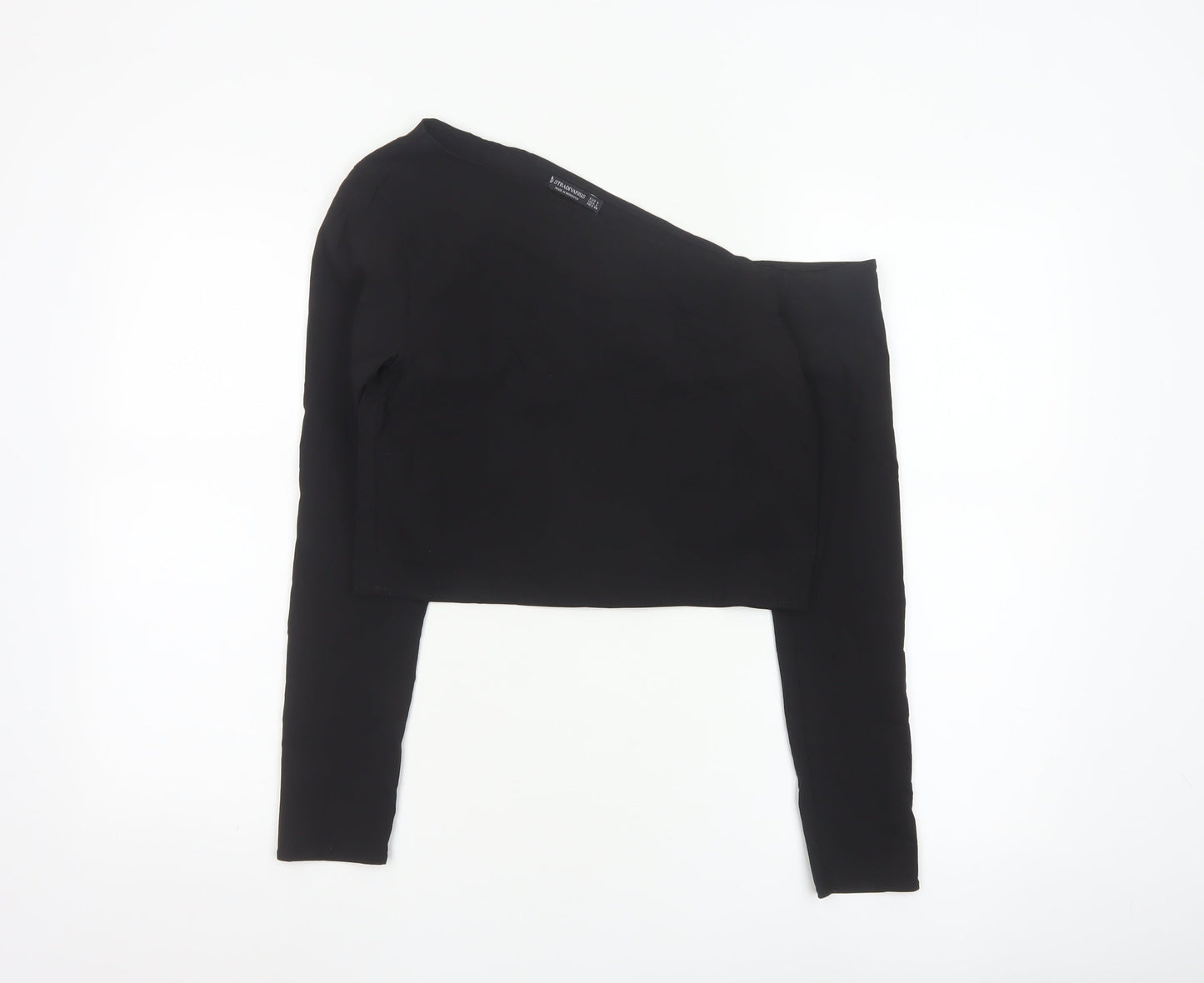 Stradivarius Women Black One Shoulder Cropped Top Size 12