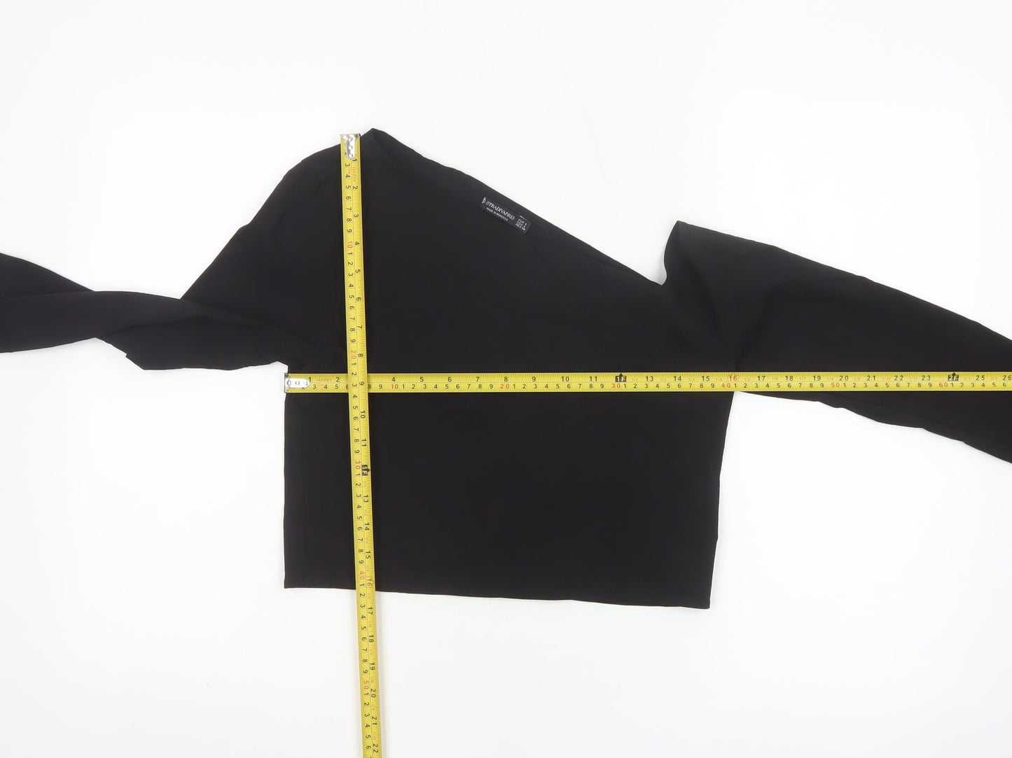 Stradivarius Women Black One Shoulder Cropped Top Size 12