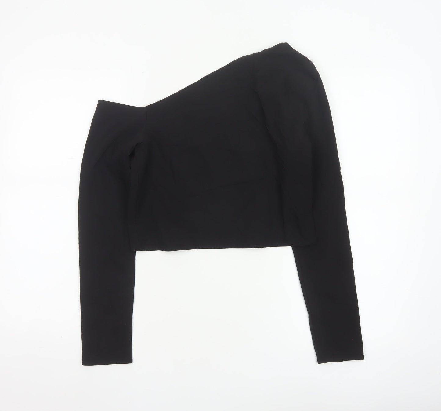 Stradivarius Women Black One Shoulder Cropped Top Size 12