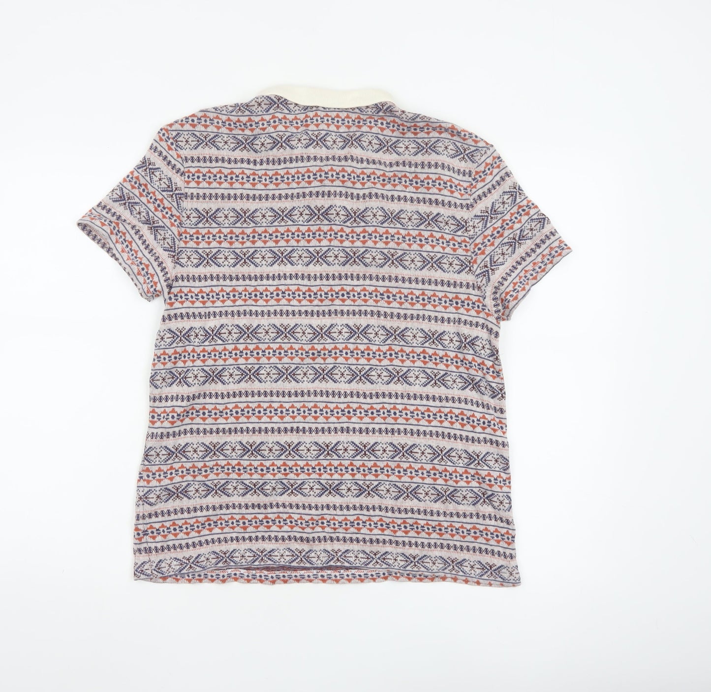 Topman Men's Multicoloured Geometric Cotton Polo Shirt Size M