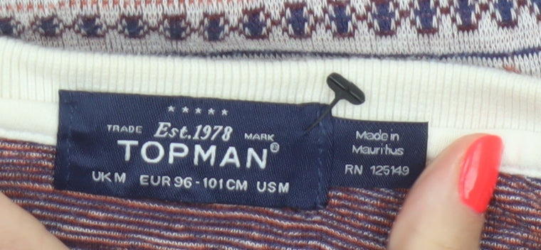 Topman Men's Multicoloured Geometric Cotton Polo Shirt Size M