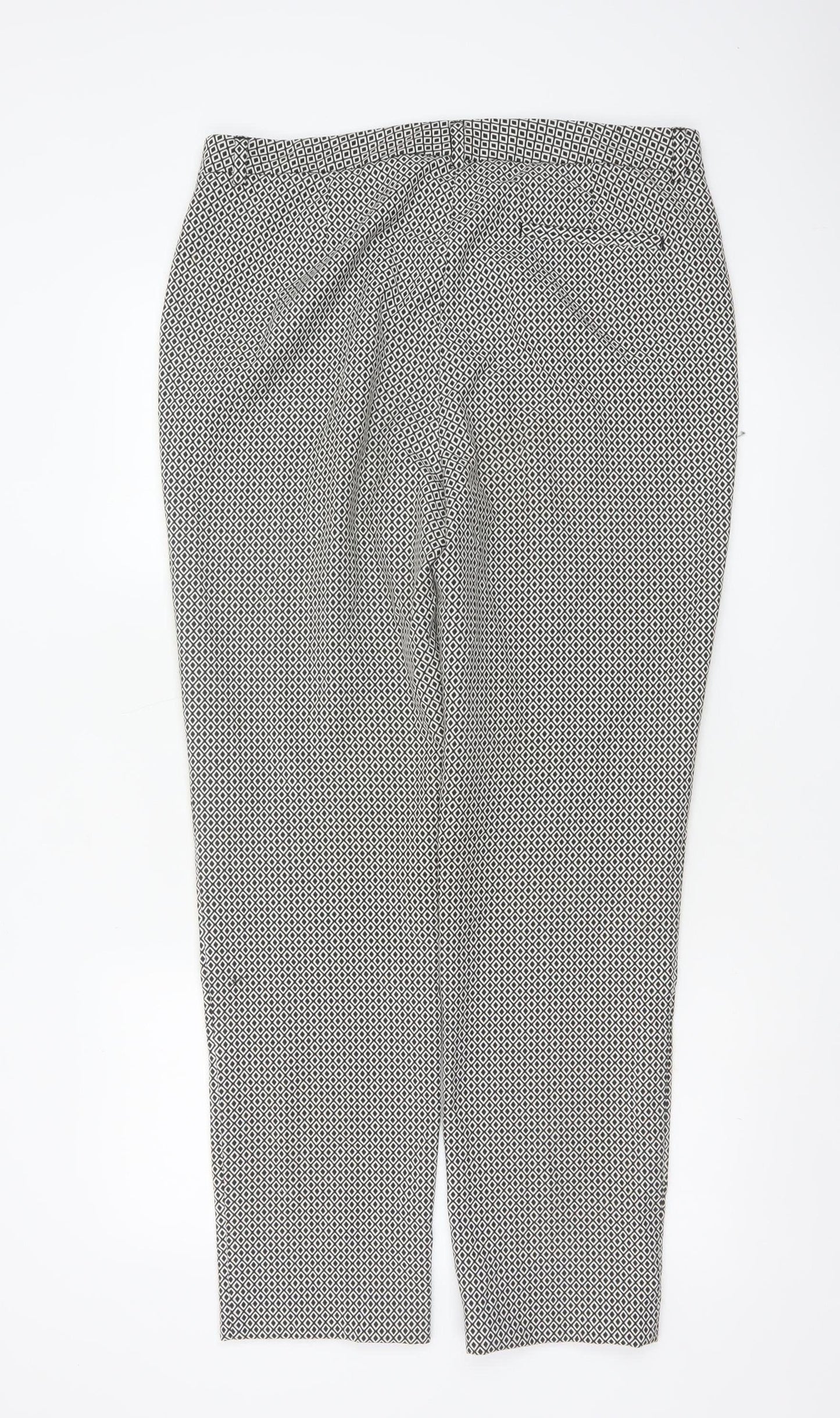 Marks and Spencer Women's Black Mix Geometric Trousers UK 14 Long