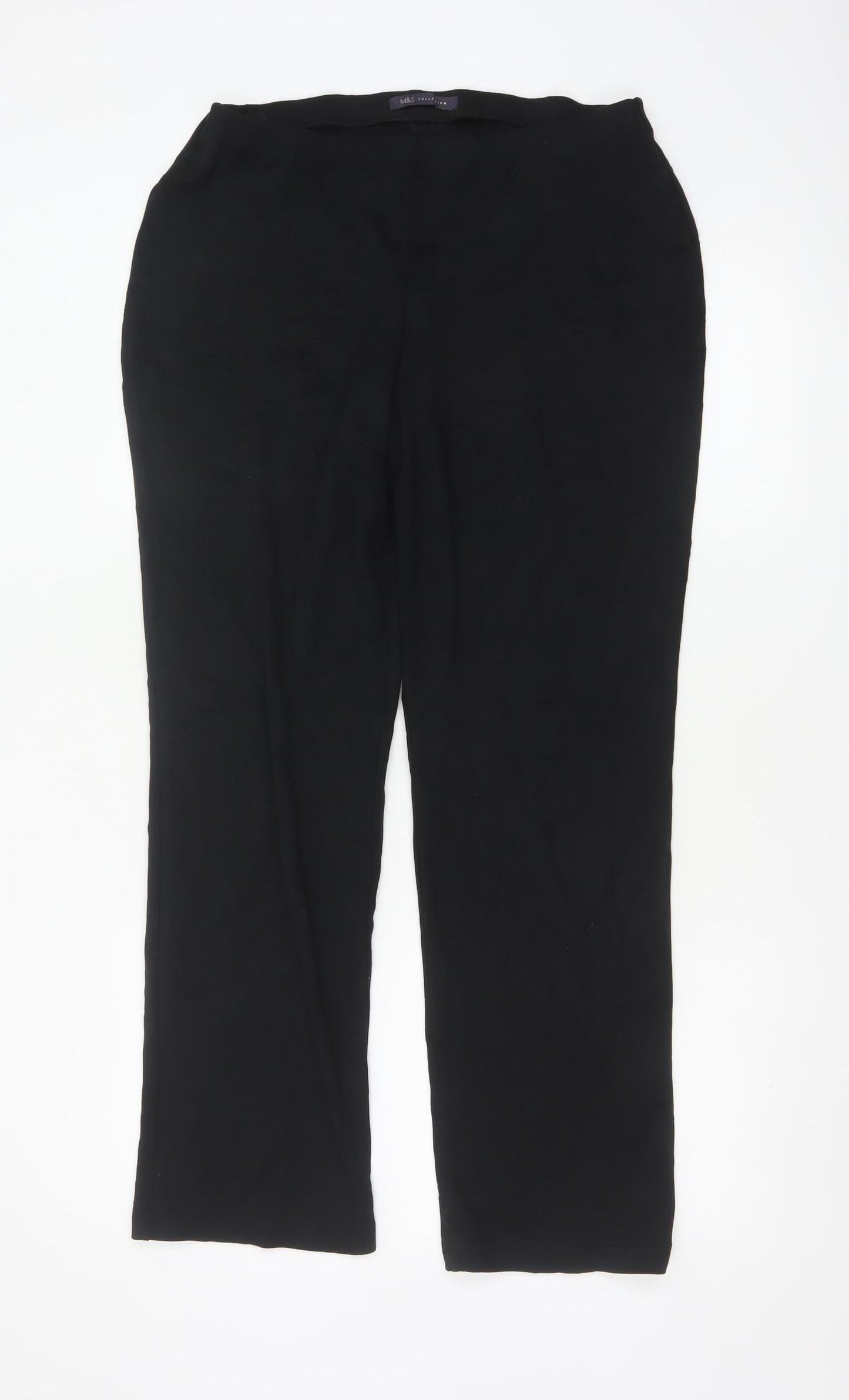 Marks and Spencer Womens Black Size 12 Straight Leg Stretch Trousers