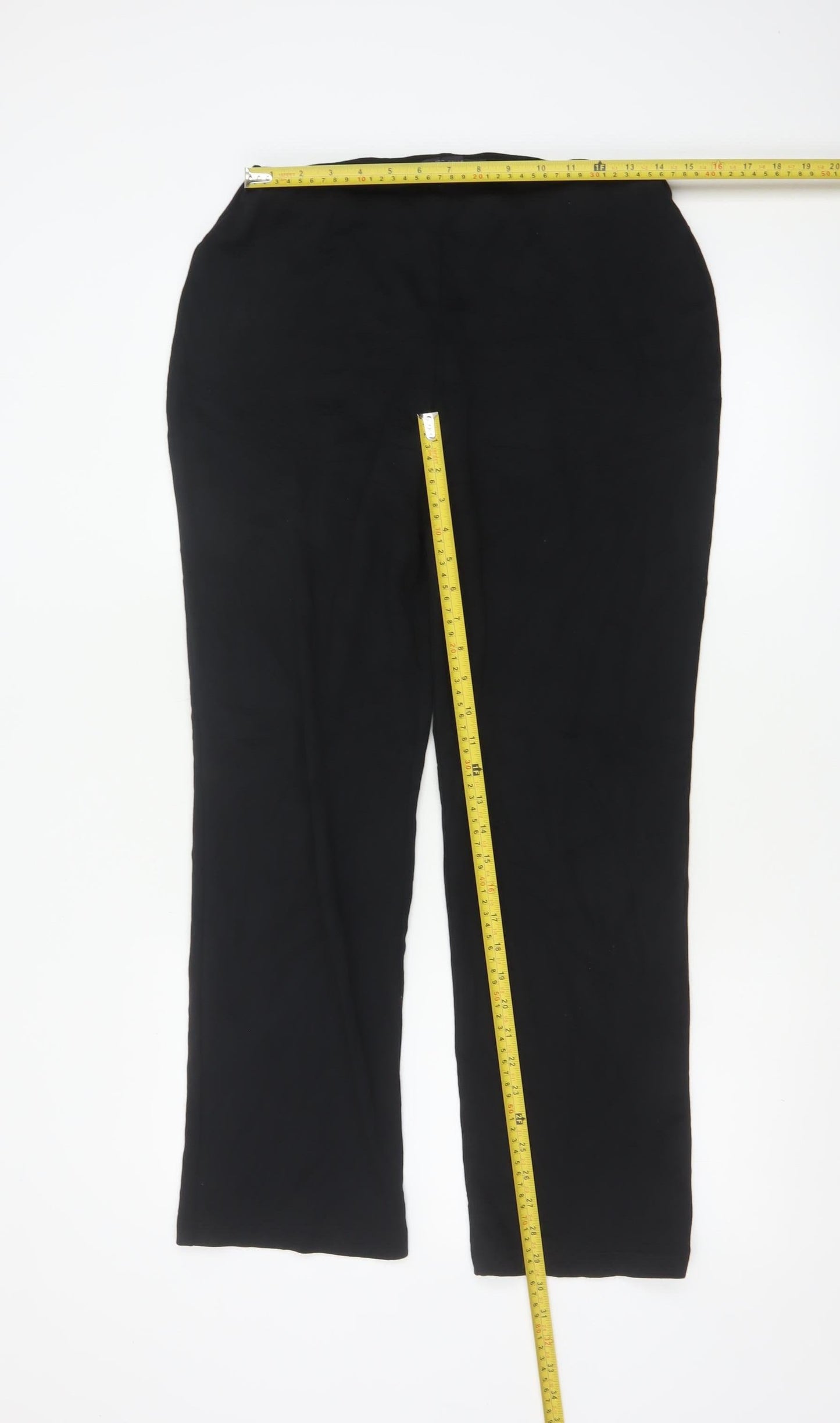 Marks and Spencer Womens Black Size 12 Straight Leg Stretch Trousers