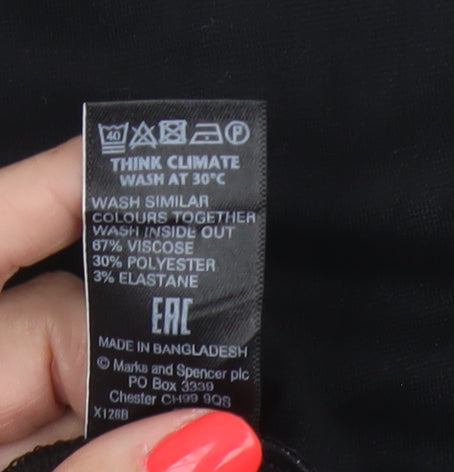 Marks and Spencer Womens Black Size 12 Straight Leg Stretch Trousers