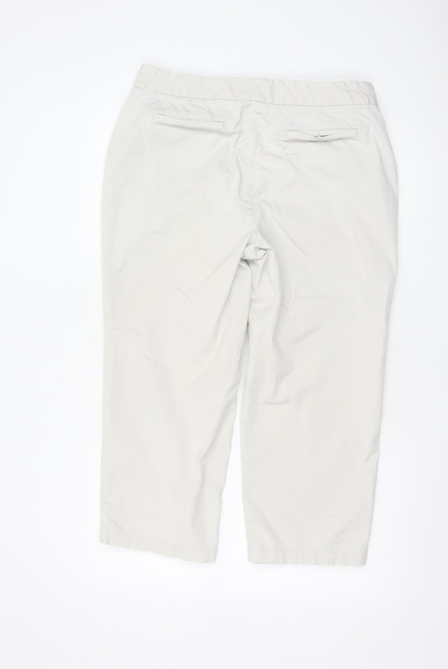 Lands' End Women Beige Cropped Chino Trousers UK 14 Cotton Blend
