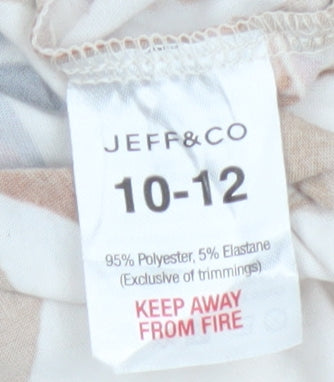 Jeff & Co Women's Beige Floral Long Sleeve Jersey Nightshirt Size 10-12