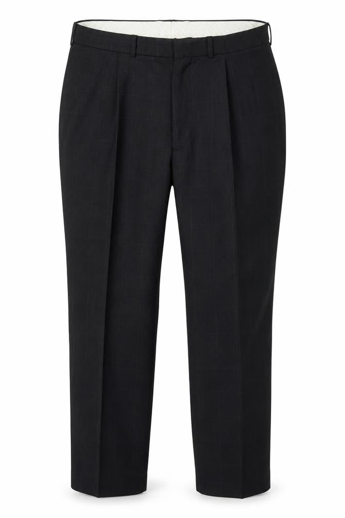 Marks and Spencer Men's Black Wool Blend Check Dress Trousers 34W 31L