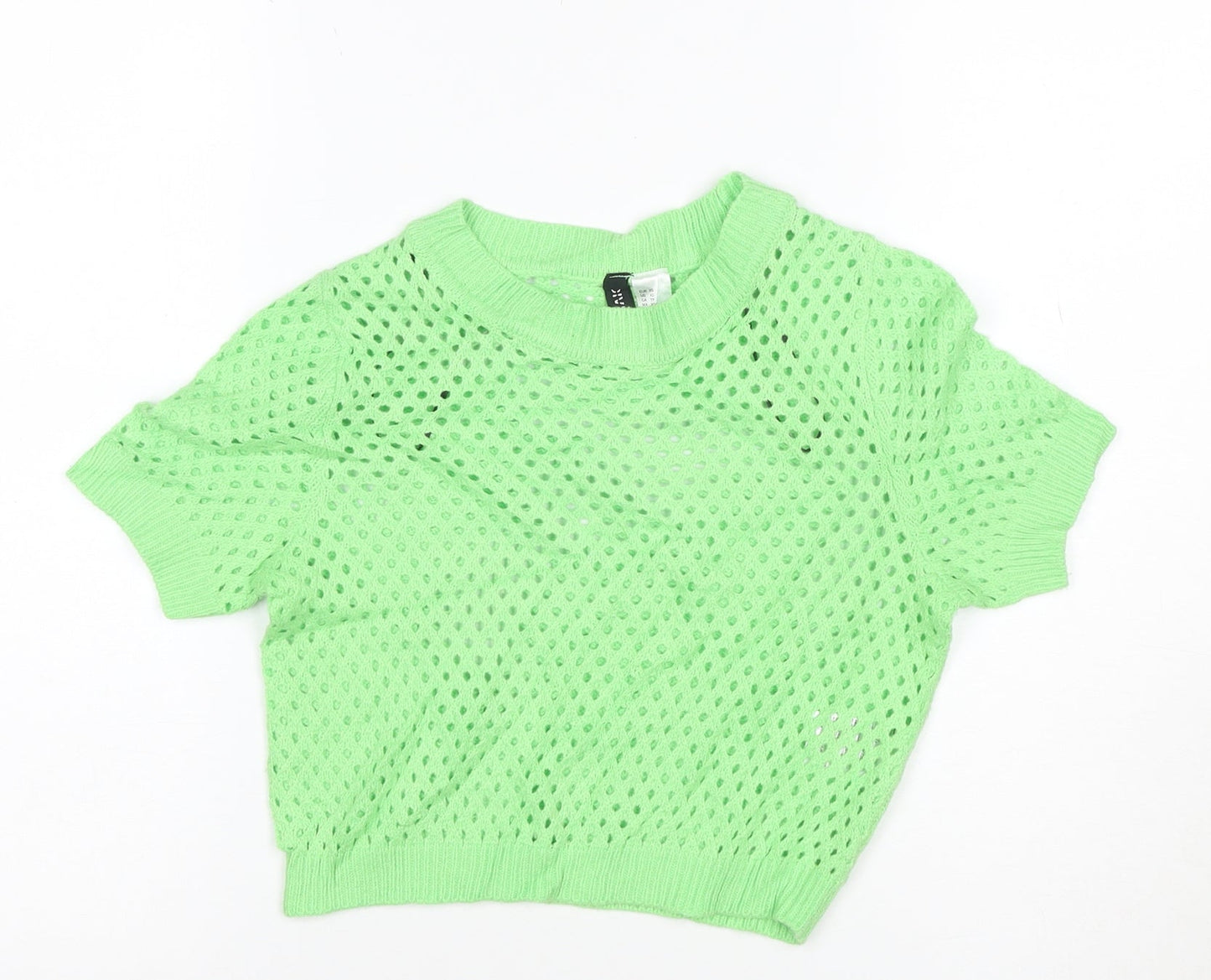 H&M Divided Women’s Green Knit Cropped Short Sleeve Top XS