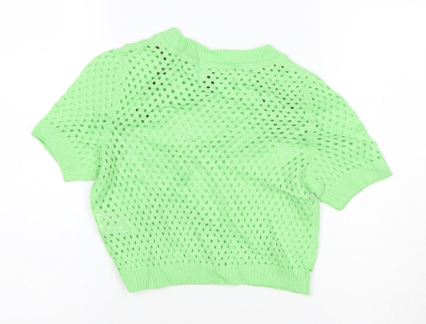 H&M Divided Women’s Green Knit Cropped Short Sleeve Top XS
