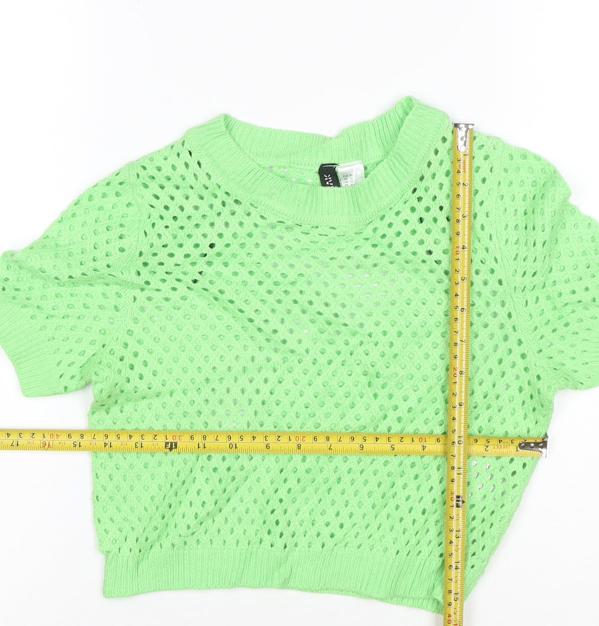 H&M Divided Women’s Green Knit Cropped Short Sleeve Top XS