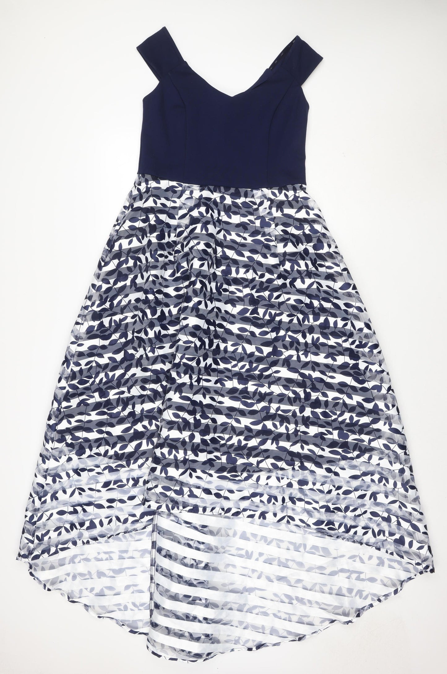 Coast Women's Blue Floral Fit & Flare Midi Dress Size 10