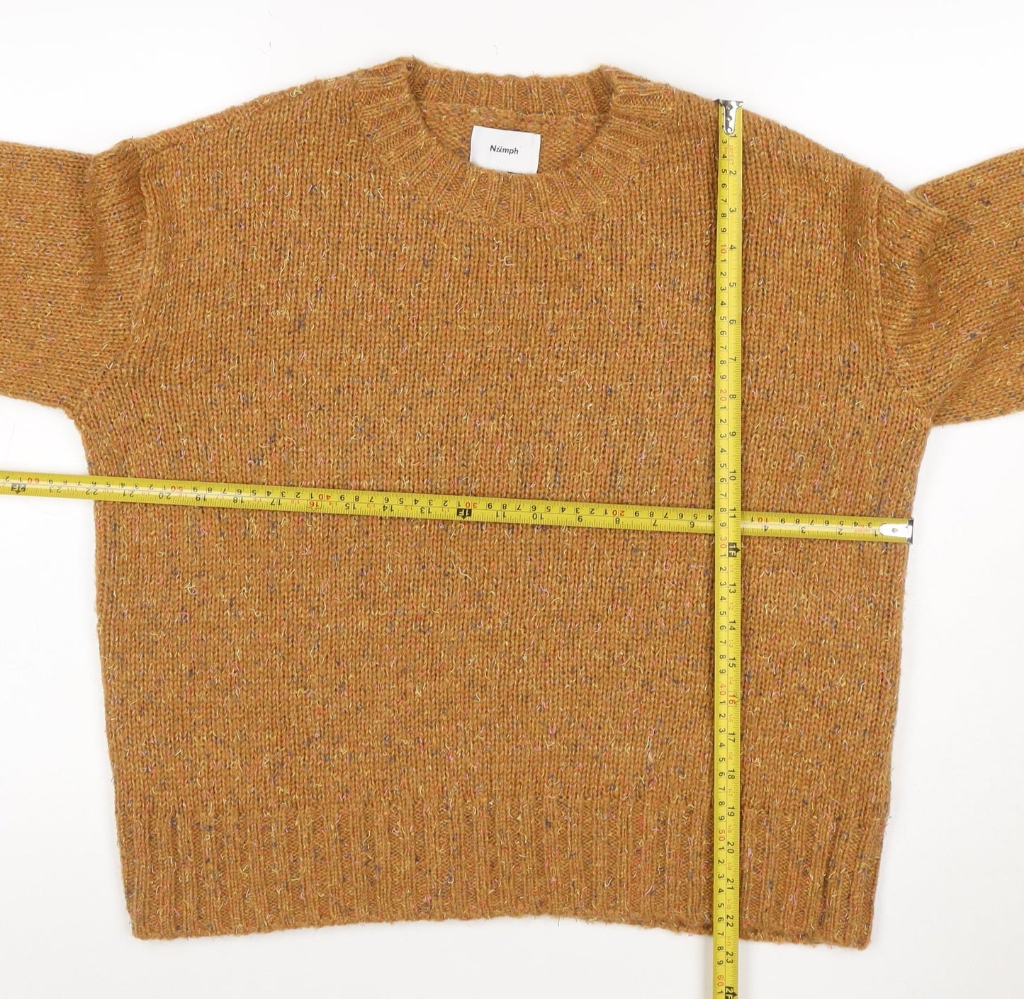 Numph Women's Brown Wool Blend Crew Neck Pullover Jumper M/L