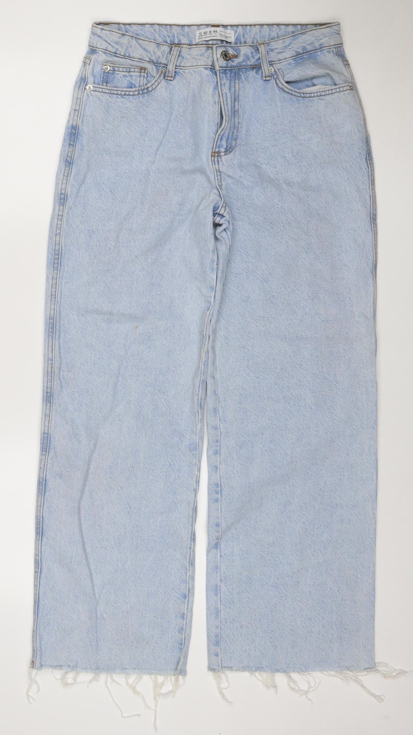 Primark Women’s Blue Wide-Leg High Rise Relaxed Jeans Size 12