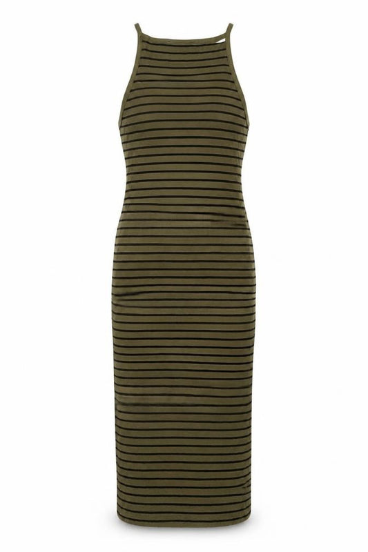 Forever 21 Women Brown Striped Tank Dress Size S Stretch Jersey