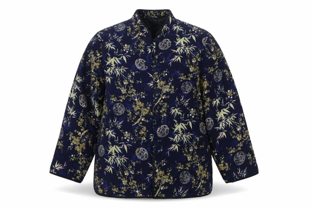 Tung Tai Womens Blue Floral Silk Kimono Jacket Size L