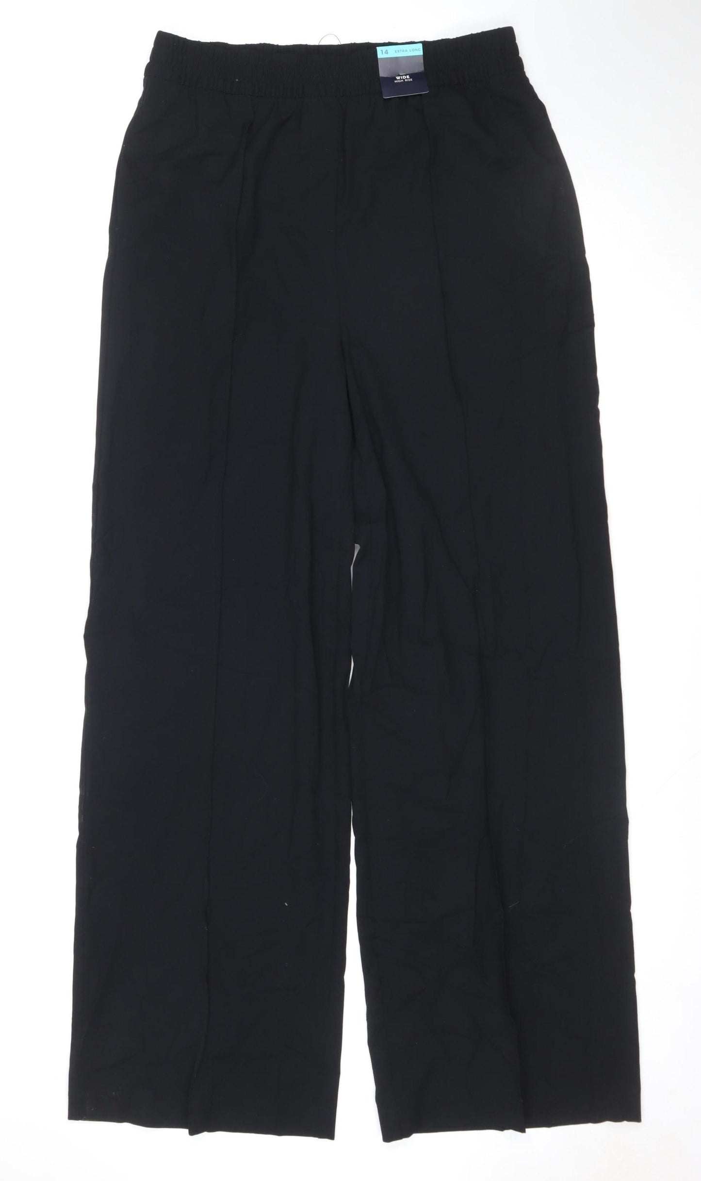 Marks and Spencer Women's Black Size 14 Wide-Leg Stretch Trousers