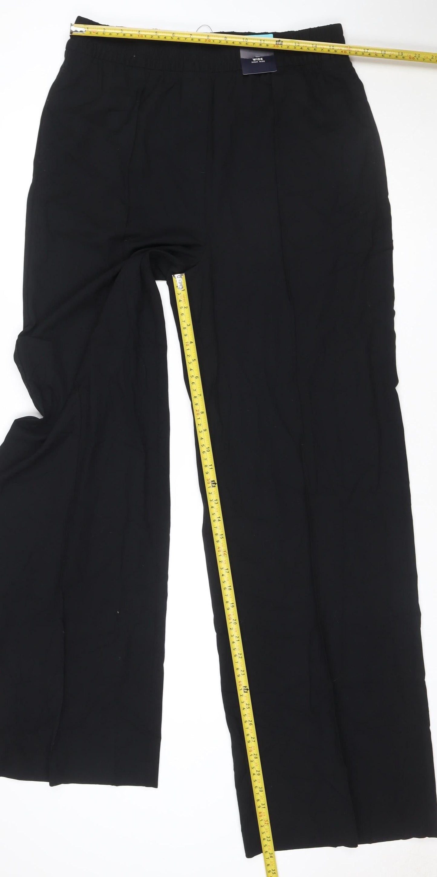 Marks and Spencer Women's Black Size 14 Wide-Leg Stretch Trousers