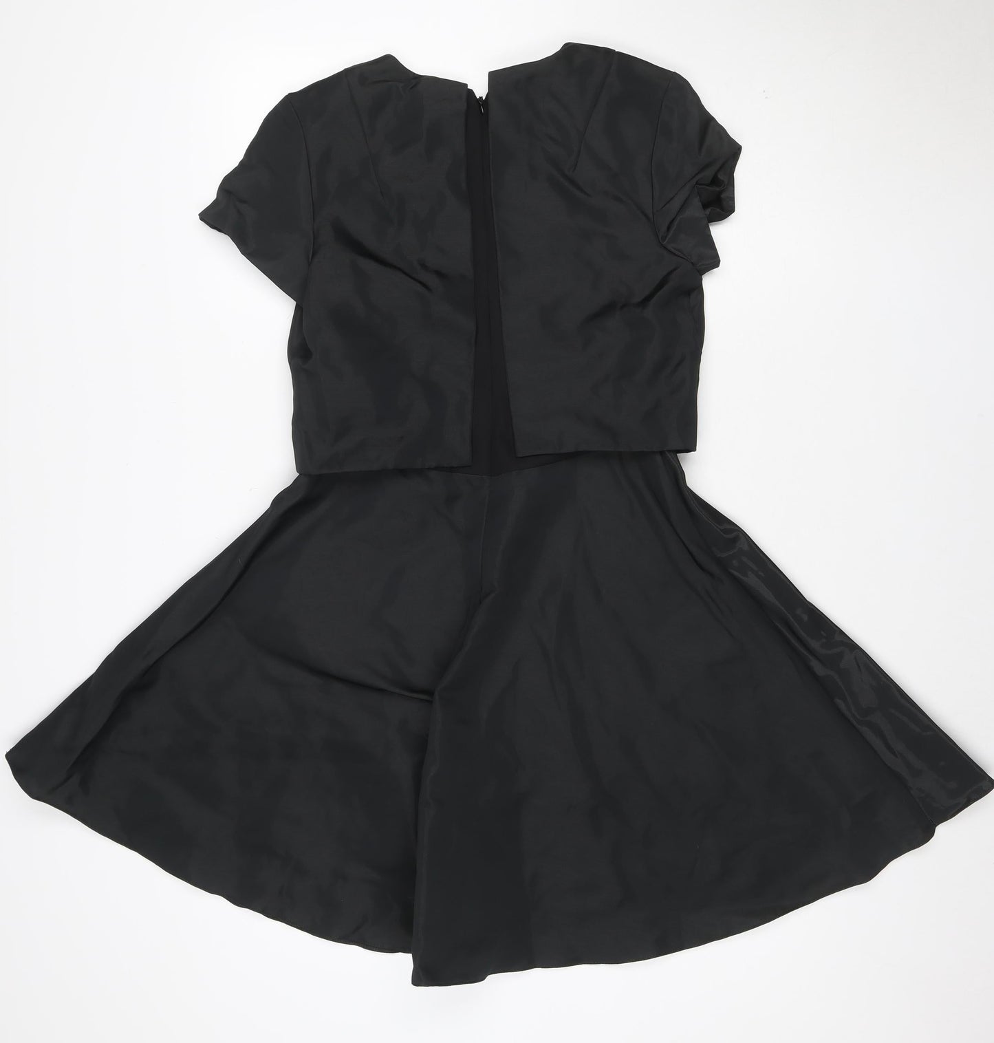 Warehouse Women Black Size 10 Fit & Flare Short Sleeve Dress