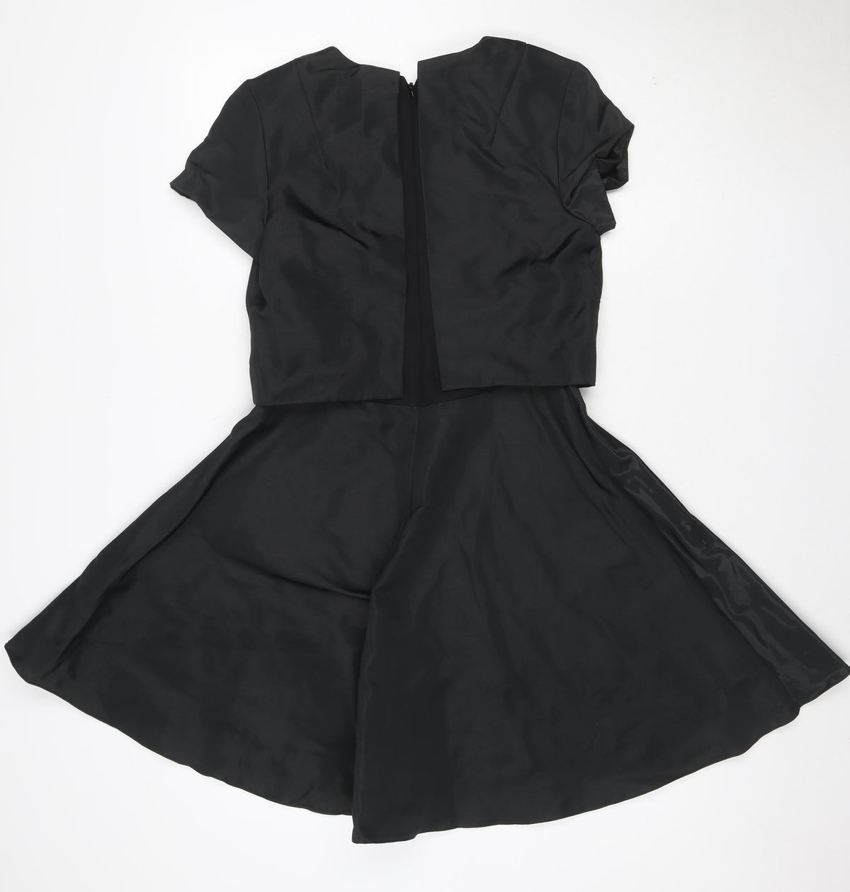 Warehouse Women Black Size 10 Fit & Flare Short Sleeve Dress