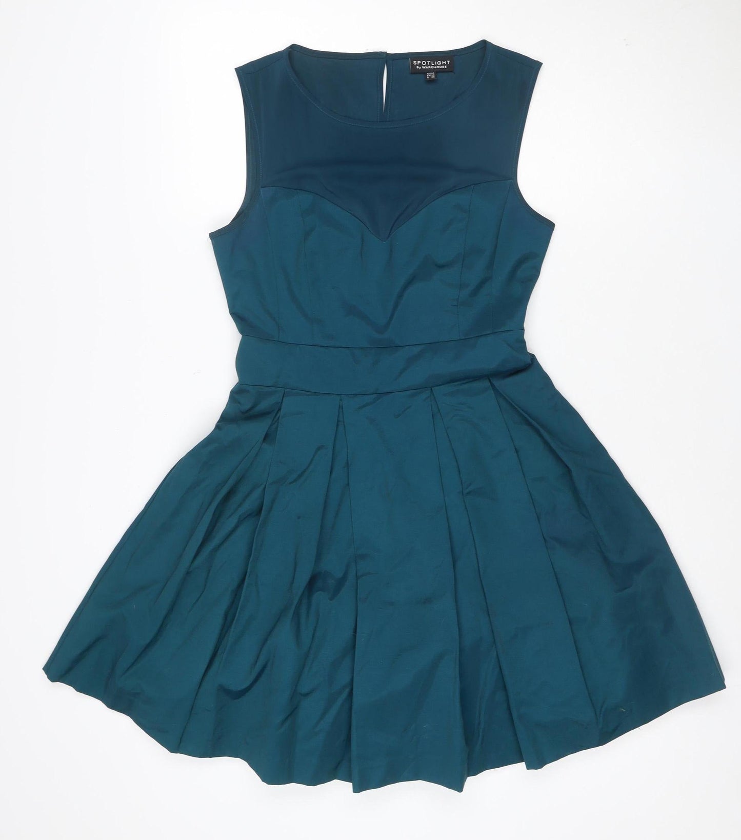 Warehouse Women’s Blue Fit & Flare Pleated Knee Length Dress UK 10