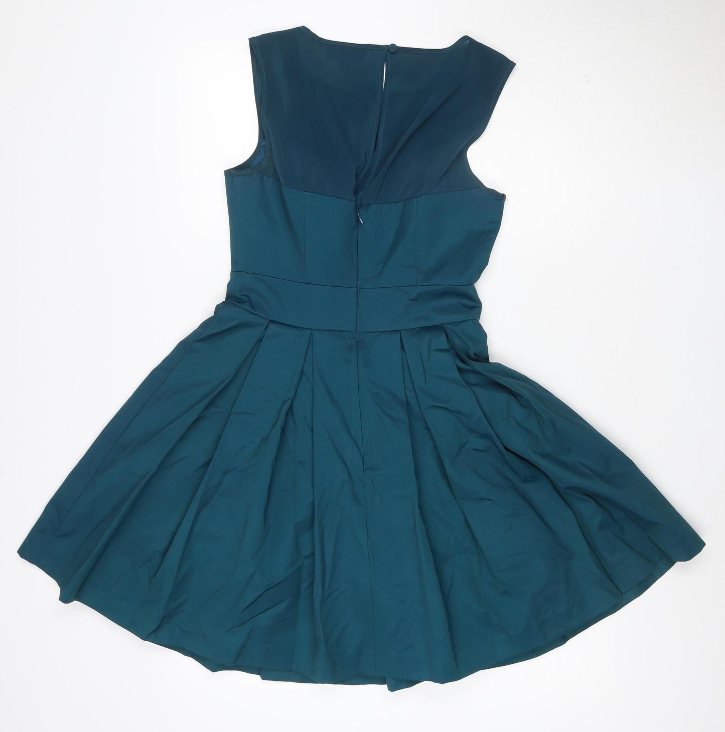 Warehouse Women’s Blue Fit & Flare Pleated Knee Length Dress UK 10